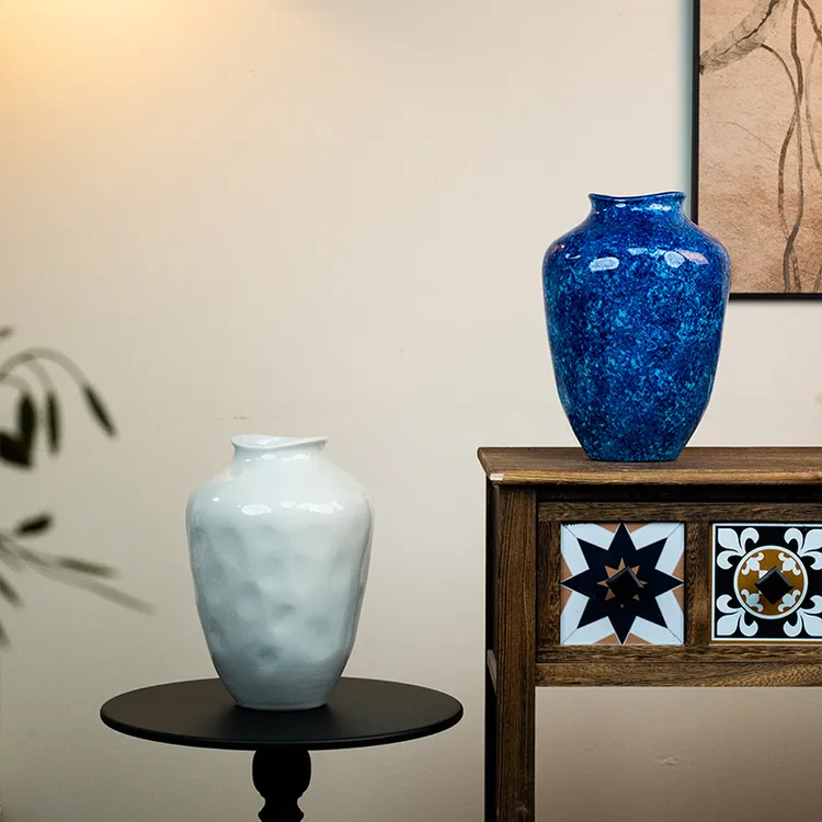 景德镇高温陶瓷水养花瓶原矿泥颜色釉若初751823837工艺品蓝色