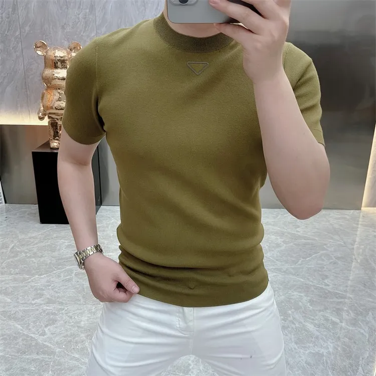 男士毛衣2025秋季新款简约百搭青年时尚修身帅气圆领短袖针织衫潮