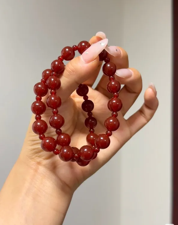 许我耀眼 露思同款天然红玛瑙手串