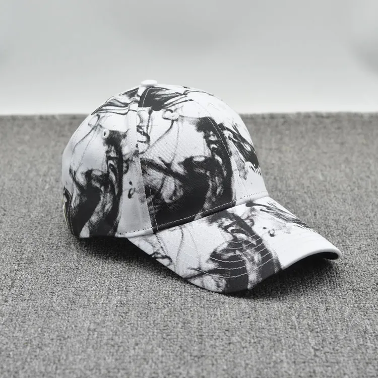 云烟棉质棒球帽女四季款ins日系个性涂鸦硬挺有型青年休闲鸭舌帽