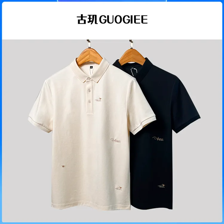 GUOGIEE/古玑【刺绣款】夏季衣服Polo衫男士短袖polo休闲男士翻领