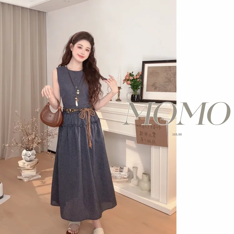 蓝色背心连衣裙夏季2025新款今年流行爆款漂亮巨好看穿搭长裙3676