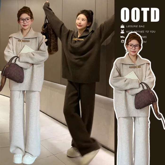 2026新款孕妇宽松显瘦慵懒针织两件套秋冬韩系时尚休闲孕妇套装