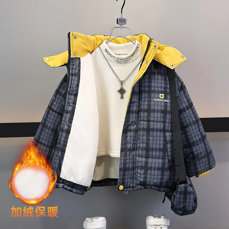 男童棉衣冬款2025新款儿童棉服男宝加绒加棉冬季棉袄百搭洋气外套