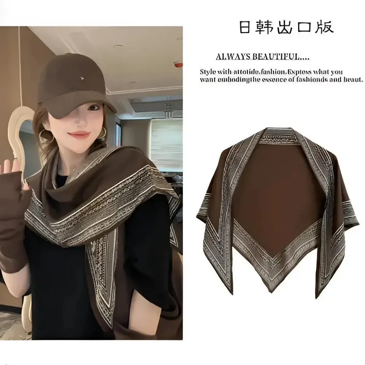 格流【上海故事】双面三角巾女新款秋冬百搭可系腰丝巾领巾配饰fyf