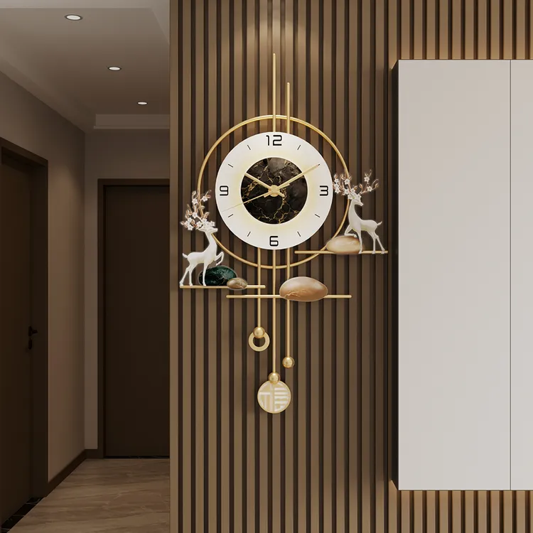 现代简约挂钟无框画钟表2026客厅艺术时尚挂表格栅墙装饰个性壁画商品图