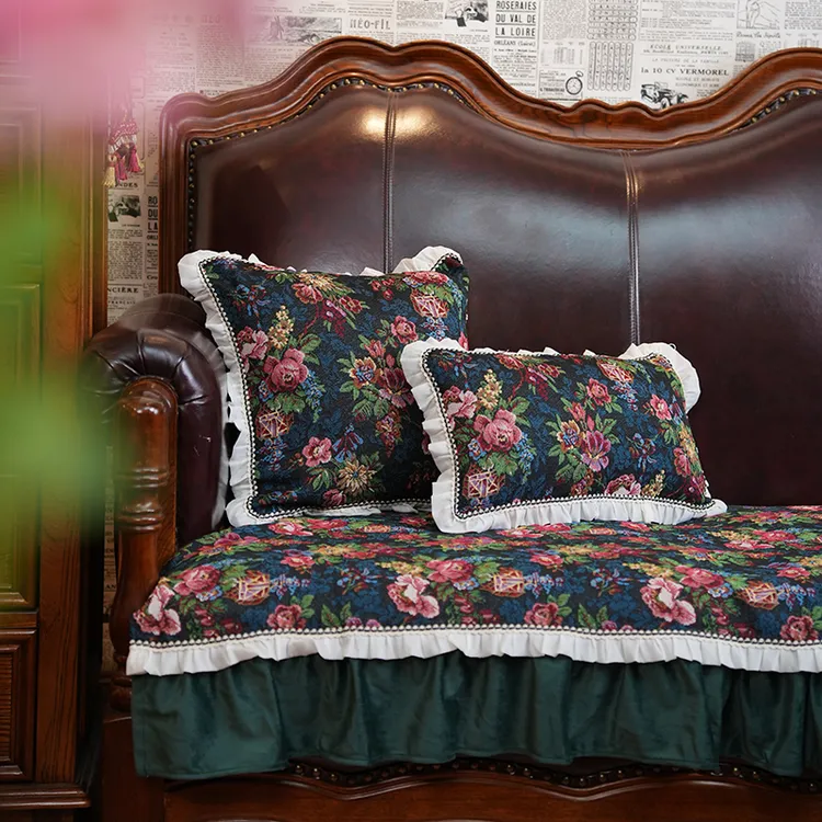 美式复古沙发垫2025新款四季通用法式高级感直排皮坐垫盖布防滑