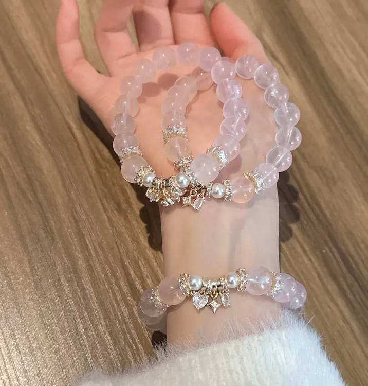【金粉世家2.0】天然粉水晶锆石合金温柔手串改善人际关系送闺蜜