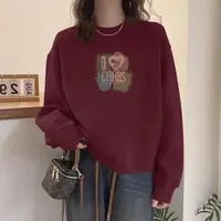 A53冬季长袖圆领印花加绒短款卫衣休闲薄款秋季宽松