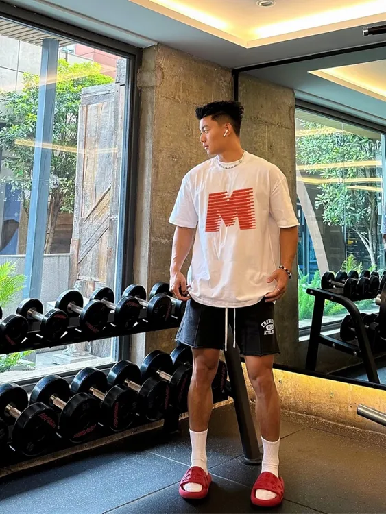 HUOSHAN幻影字母印花纯棉短袖重磅t恤宽松圆领高级感小众美式上衣