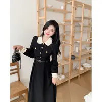 （80-200斤）大码胖mm新款赫本风法式黑色显瘦连衣裙女（送腰带）1569