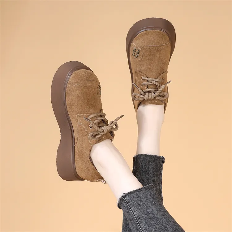 爆款厚底乐福鞋女2025新款春季百搭增高勃肯单鞋轻便软底低帮短靴