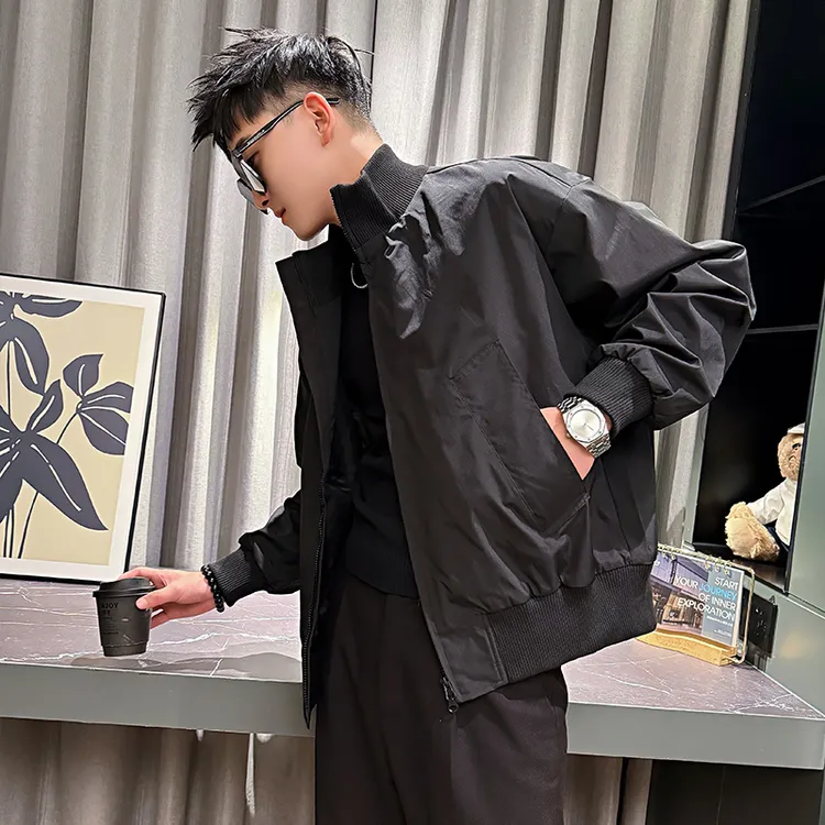 美式男款宽松薄款夹克外套春秋款飞行员痞帅休闲工装立领百搭上衣