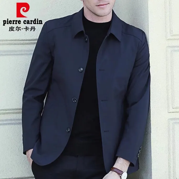 皮尔卡丹2025男休闲外套中青年夹克春秋冬款翻领商务休闲羽绒服男