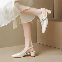 包头凉鞋女款2025春夏新款中跟玛丽珍小皮鞋粗跟单鞋高跟鞋77680