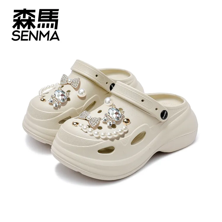 SENMA/森马【闪耀钻石猫】厚底增高百搭夏季新款透气洞洞鞋沙滩凉鞋商品图