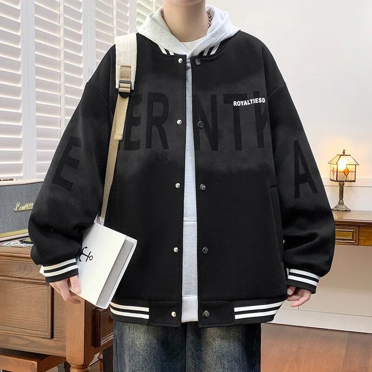 港风潮流棒球服外套男春秋季新款休闲加肥加大码宽松百搭上衣夹克
