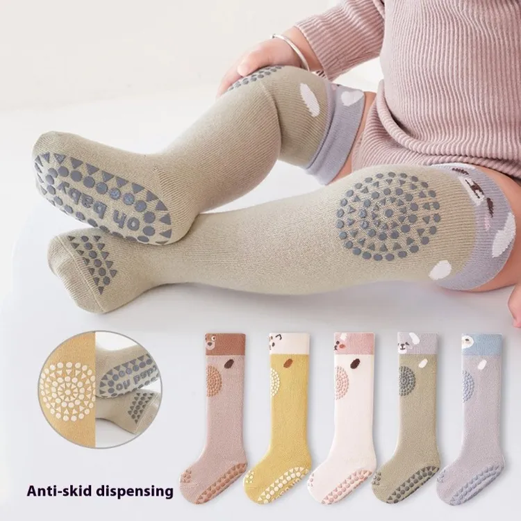 长筒袜秋冬婴儿无骨防滑春秋过膝棉地板袜学步新生儿袜子宝宝爬行