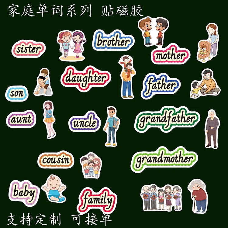 家庭英语单词卡黑板贴公开课英语板书单词卡家教老师上课识字卡