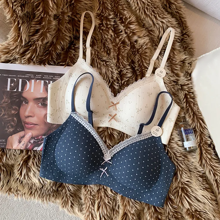 提未苏薄款蕾丝碎花内衣女士小胸聚拢透气无钢圈防下垂少女文胸罩