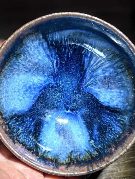 落灰烧矿泥釉面百花玉盏