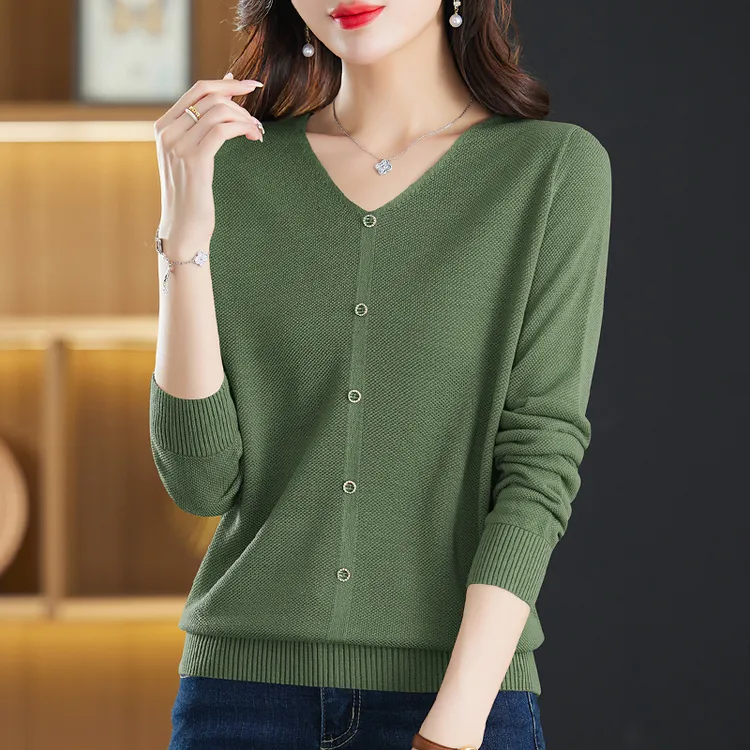 恒源祥集团彩羊胖mm加肥加大码V领女春新款红色毛衣宽松200斤百搭