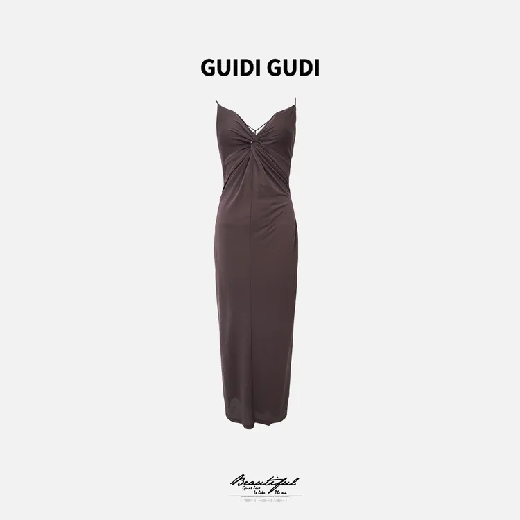 GUIDI GUDI【性感尤物】性感女人味吊带连衣裙 /黄加蓝L9521382H