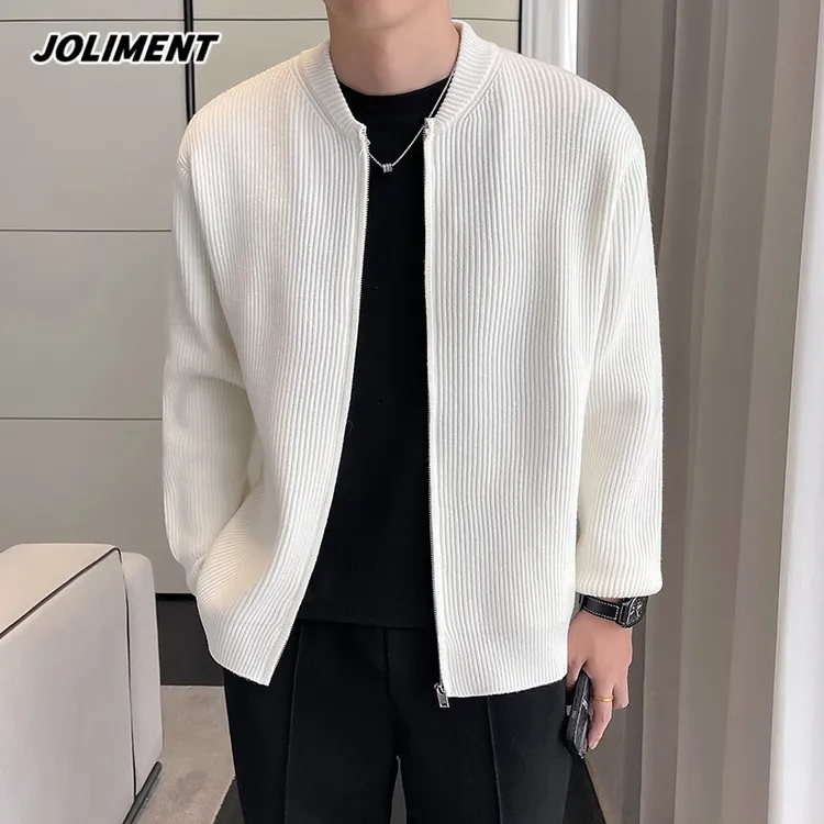JOLIMENT秋冬季新款毛衣外套男士纯色针织开衫潮牌长袖外穿上衣服