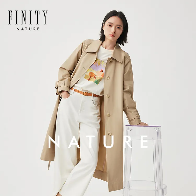 【粉丝专享】FINITY 风衣赫本风气质百搭收腰翻领 F21X1D37F4