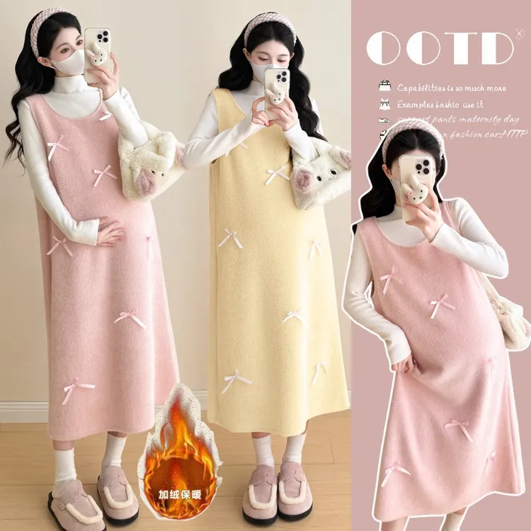 2025减龄两件套套装加绒加厚高品质立体蝴蝶结两件套套装针织时尚