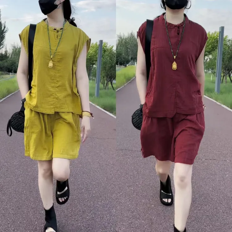 时尚休闲宽松大码减龄夏季套装