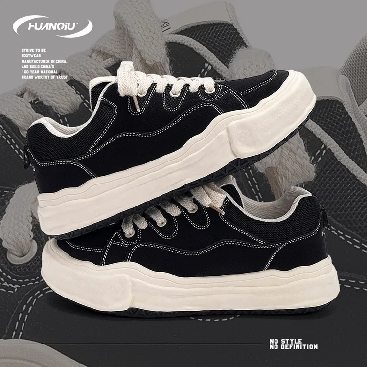 环球黑白复古厚底板鞋男鞋2025秋季新款增高时尚百搭小众韩版运动