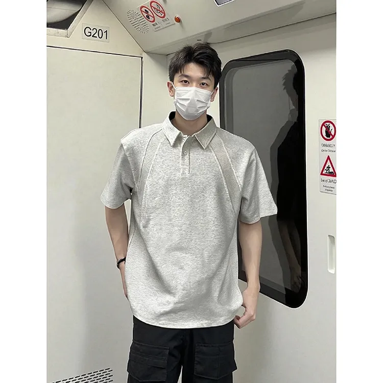 重磅来袭280g百搭POLO衫夏季清凉简约纯色拼接美式休闲正肩T恤潮