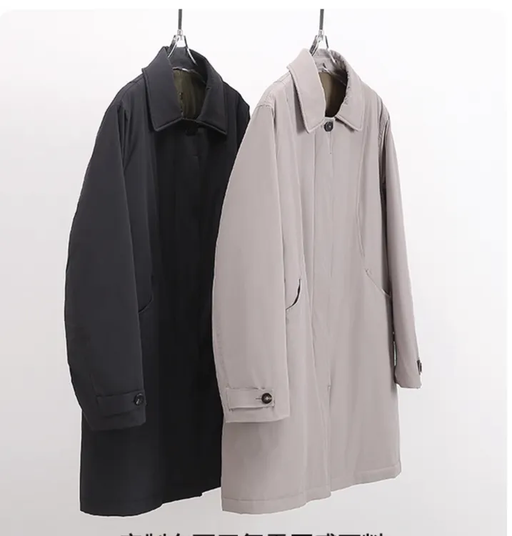 【禾女服饰】66097鹅绒服POLO领单排扣时尚中长款羽绒服