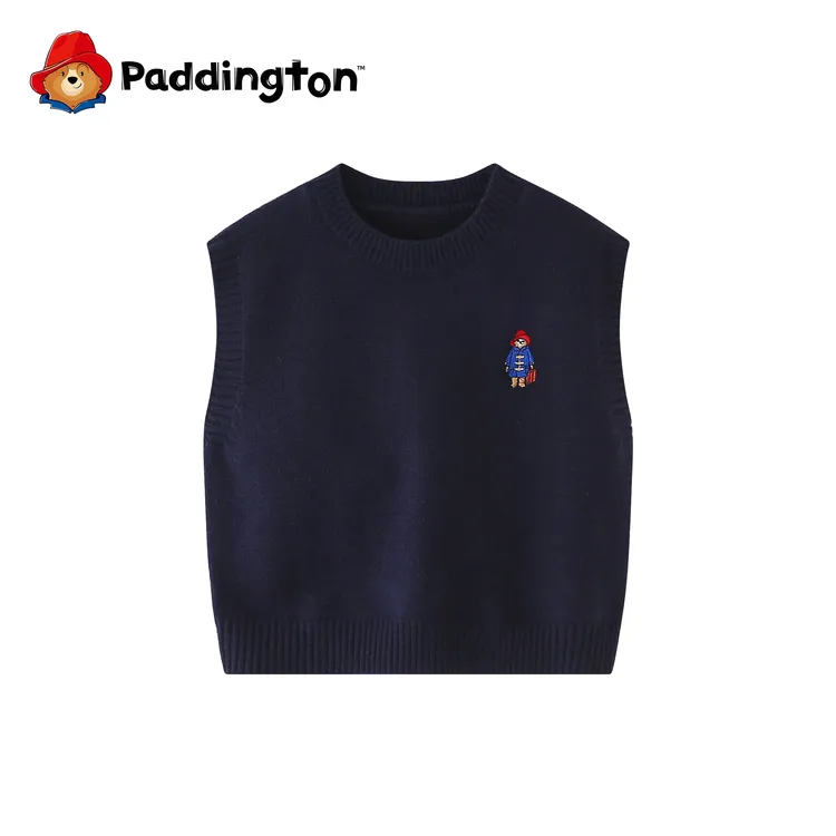 PADDINGTON/帕丁顿熊儿童刺绣针织衫马甲上衣男女童装宽松背心潮