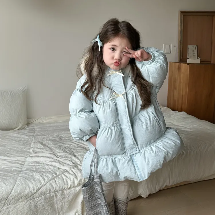 女童羽绒服白鸭绒女宝冬装2025冬装新款韩版洋气儿童冬季外套