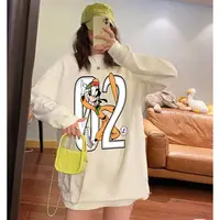 港风ins麦斯长袖前后图案插肩圆领宽松t恤外穿休闲秋冬洋气女装