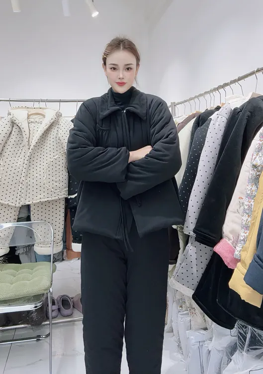 【乐淇专属】2025新款翻领棉花套装纯色可外穿家居服女款爆款2