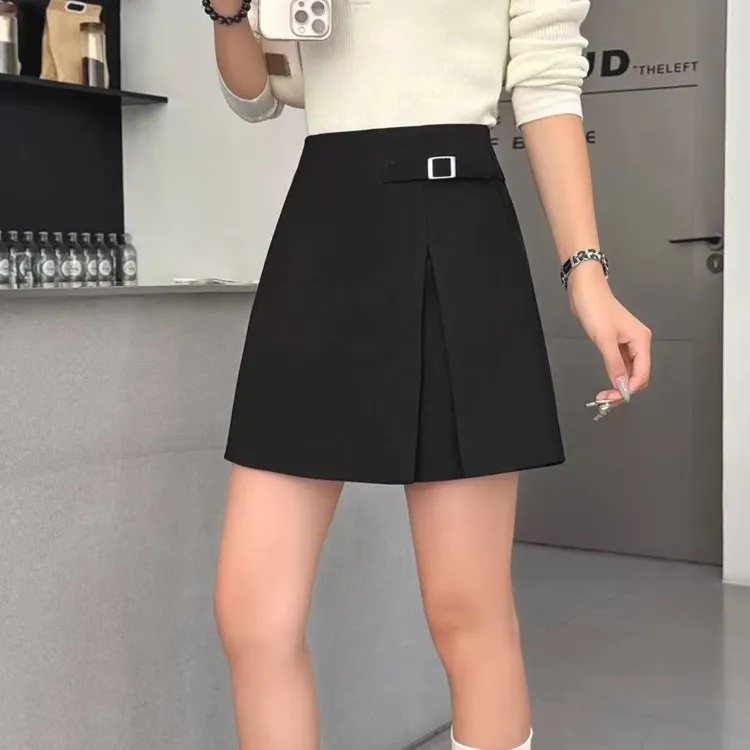 【韩衣舍】设计感开叉A字高腰显瘦半身裙裤女夏季薄款休闲百搭
