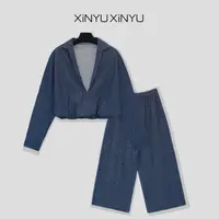 XINYU/芯与『一种调性』假两件上衣+松紧腰休闲裤套装 31753 36J129