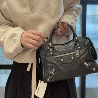 95新 Balenciaga/巴黎世家 【蕾】 03 0134 灰银柳丁机车mini单肩包