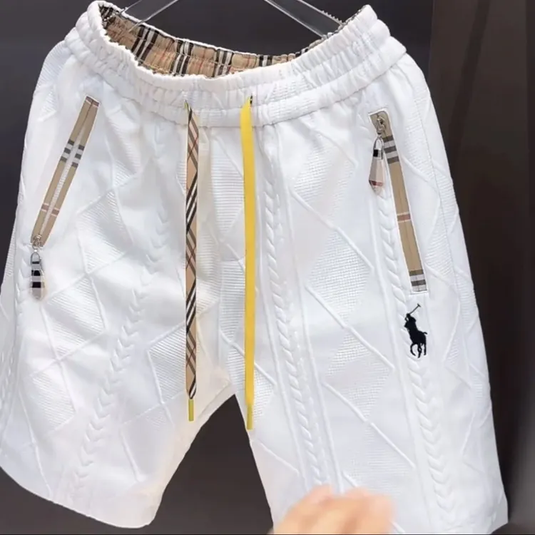 2025欧洲站新款高品质夏季男款时尚潮流百搭休闲五分短裤白色裤子