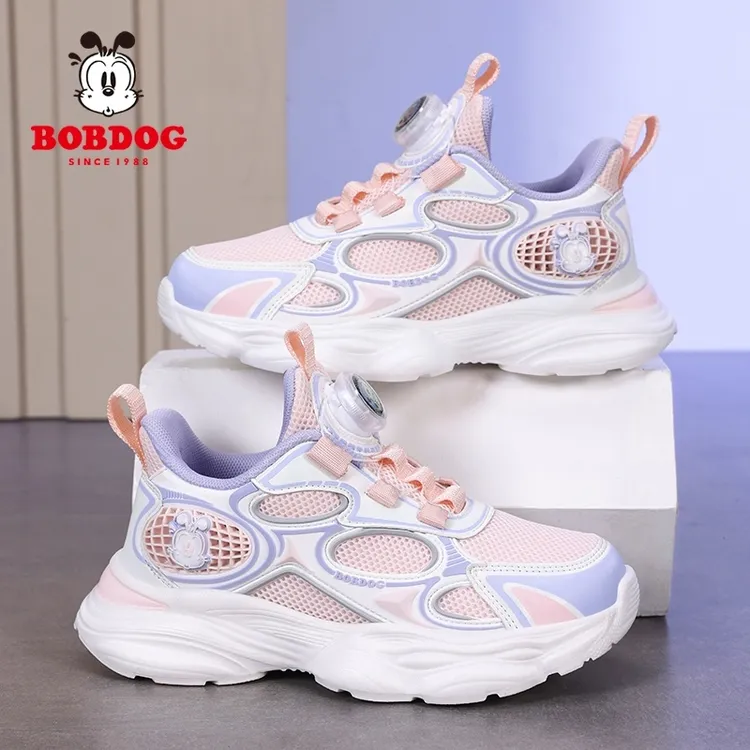 巴布豆童鞋女童运动鞋2025春秋新款透气网鞋小学生软底儿童休闲鞋