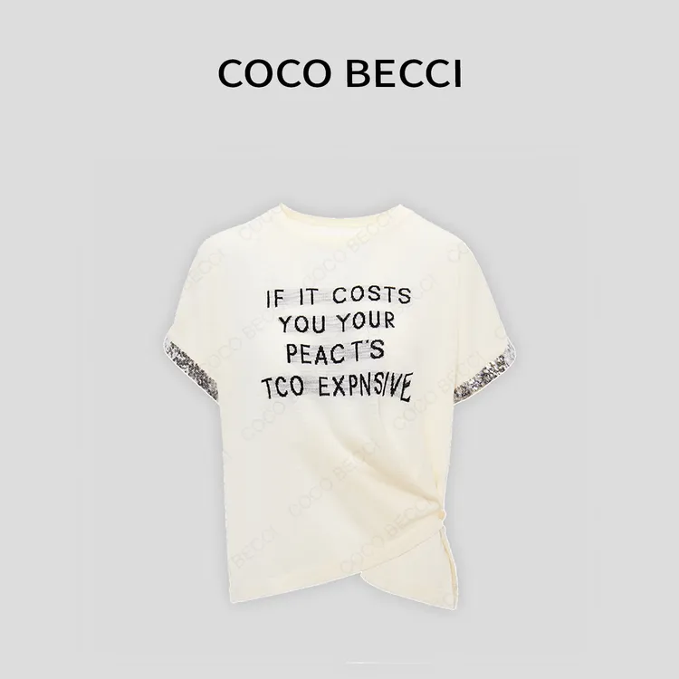 COCO BECCI【字母T】竹节棉空气感显瘦舒适百搭短袖T恤CFLJWB432007