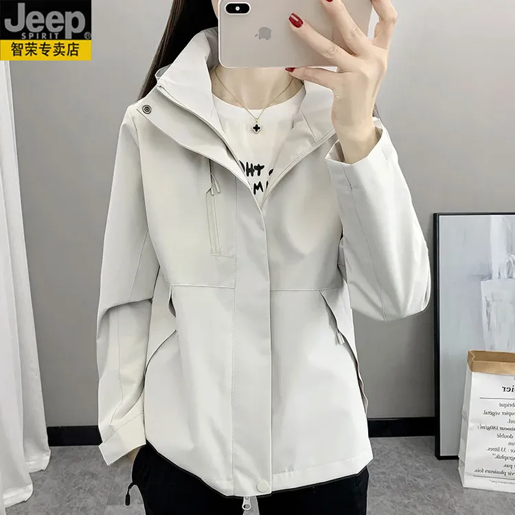 JEEP吉普软壳冲锋衣2025新款薄款防风防水可拆卸小个子登山衣情侣