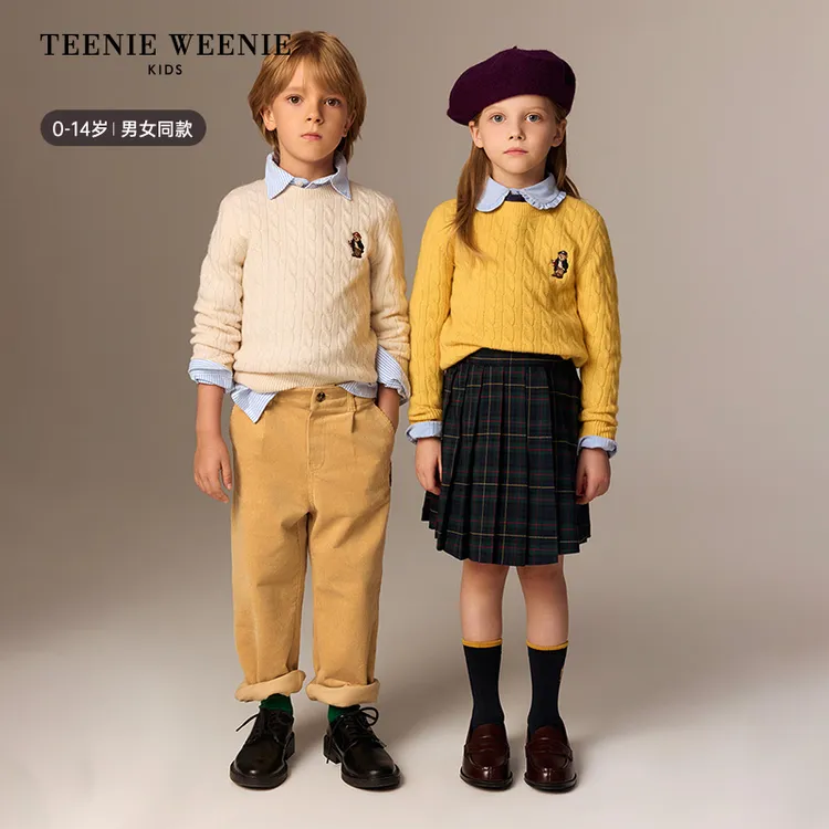 【达人专属】TeenieWeenie Kids小熊童装儿童宝亲子羊毛衫套头毛衣TKKW258985H