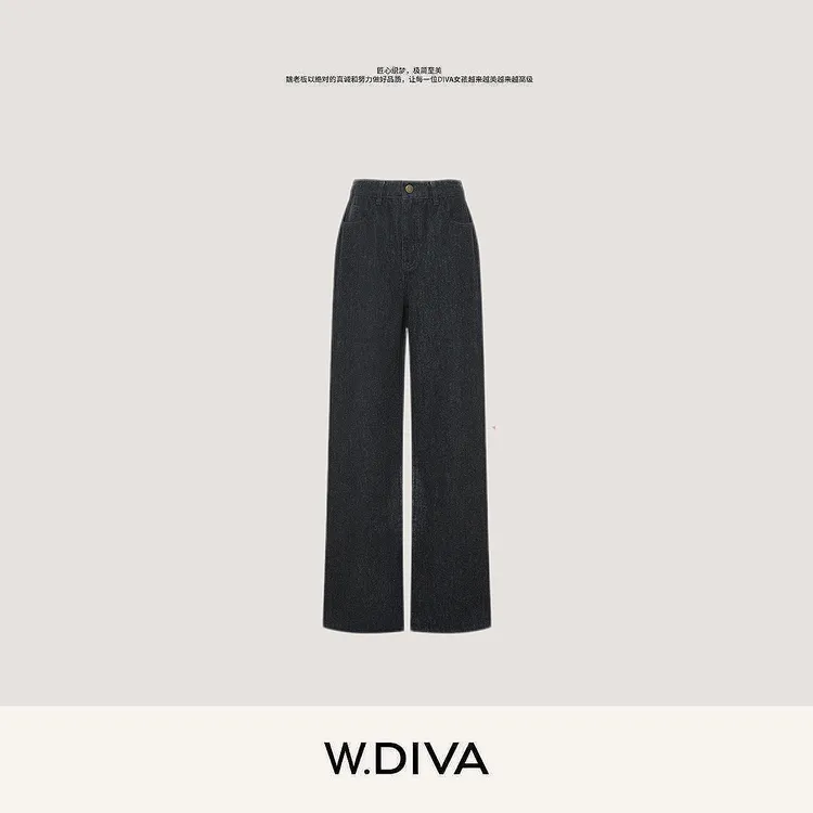W.Diva【复古格调】秋季羊毛牛仔裤舒适直筒老钱风松弛感53K152673