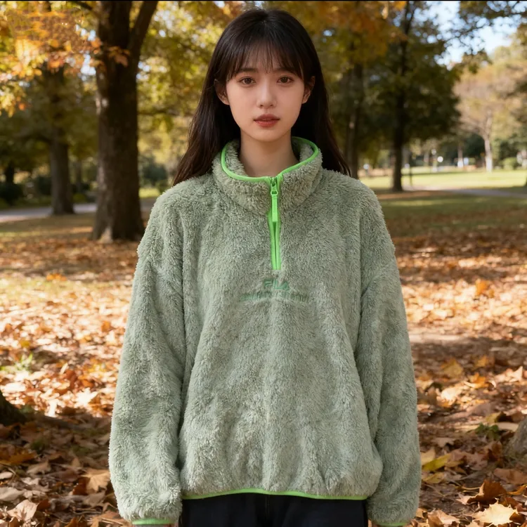 FILA斐乐 女款上衣套头衫卫衣内搭抱抱绒亲肤保暖宽松短款冬季