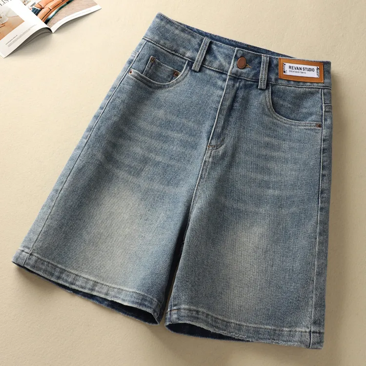 复古蓝牛仔短裤女五分裤2025薄款高腰显瘦时尚宽松百搭夏季裤子潮