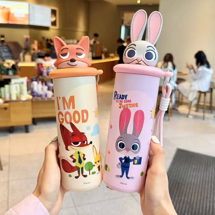 疯狂动物城联名保温杯316不锈钢卡通朱迪吸管杯尼克儿童水杯子